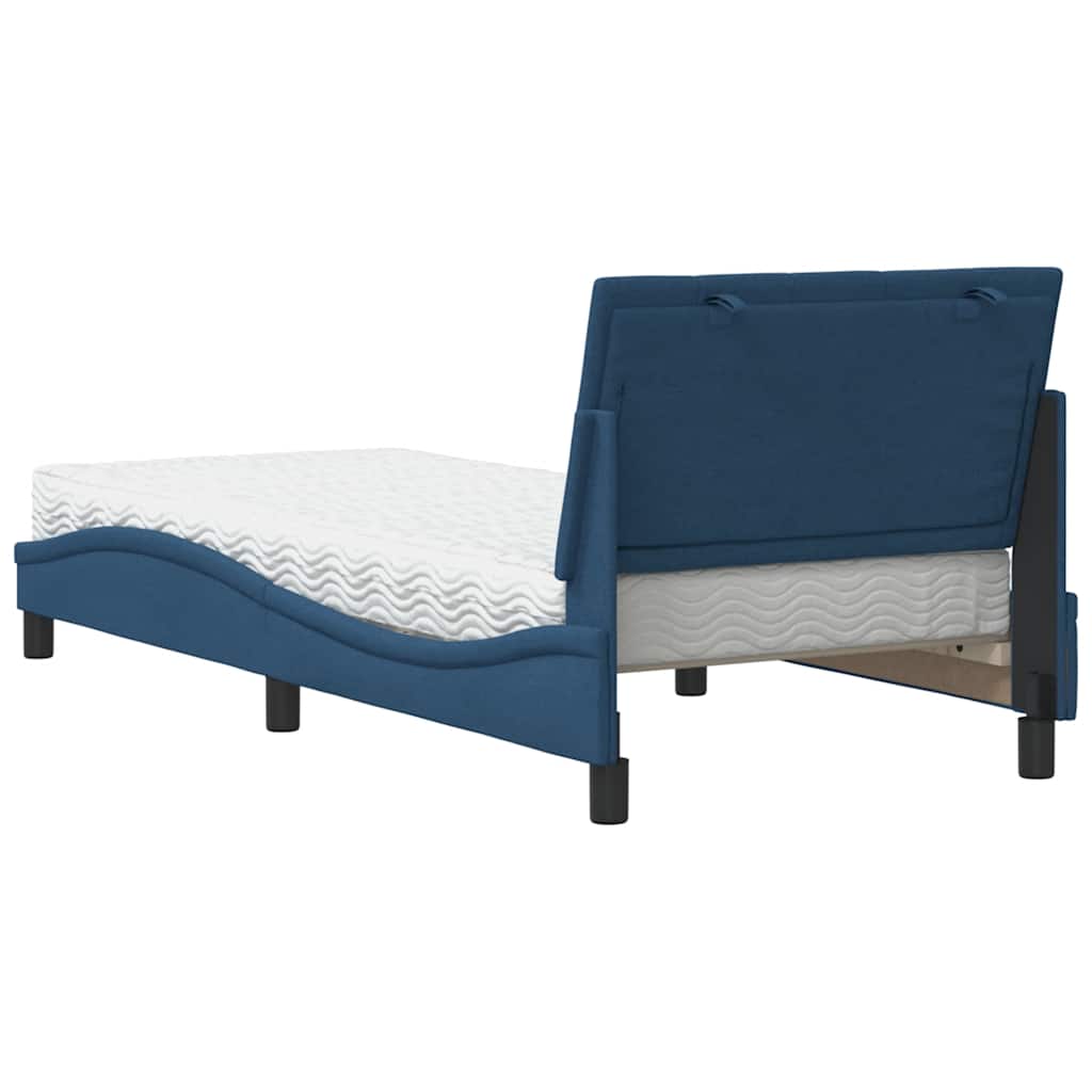 vidaXL Pat cu saltea, albastru, 90x190 cm, textil