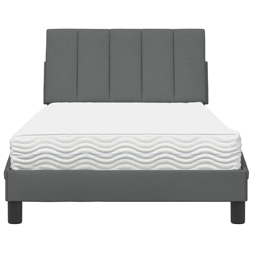 vidaXL Pat cu saltea, gri închis, 100x200 cm, textil