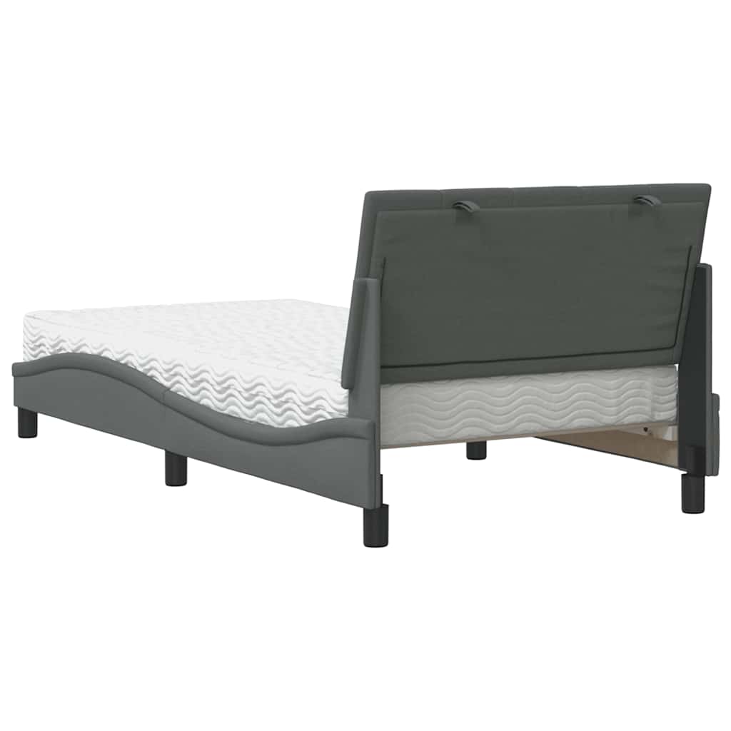 vidaXL Pat cu saltea, gri închis, 100x200 cm, textil