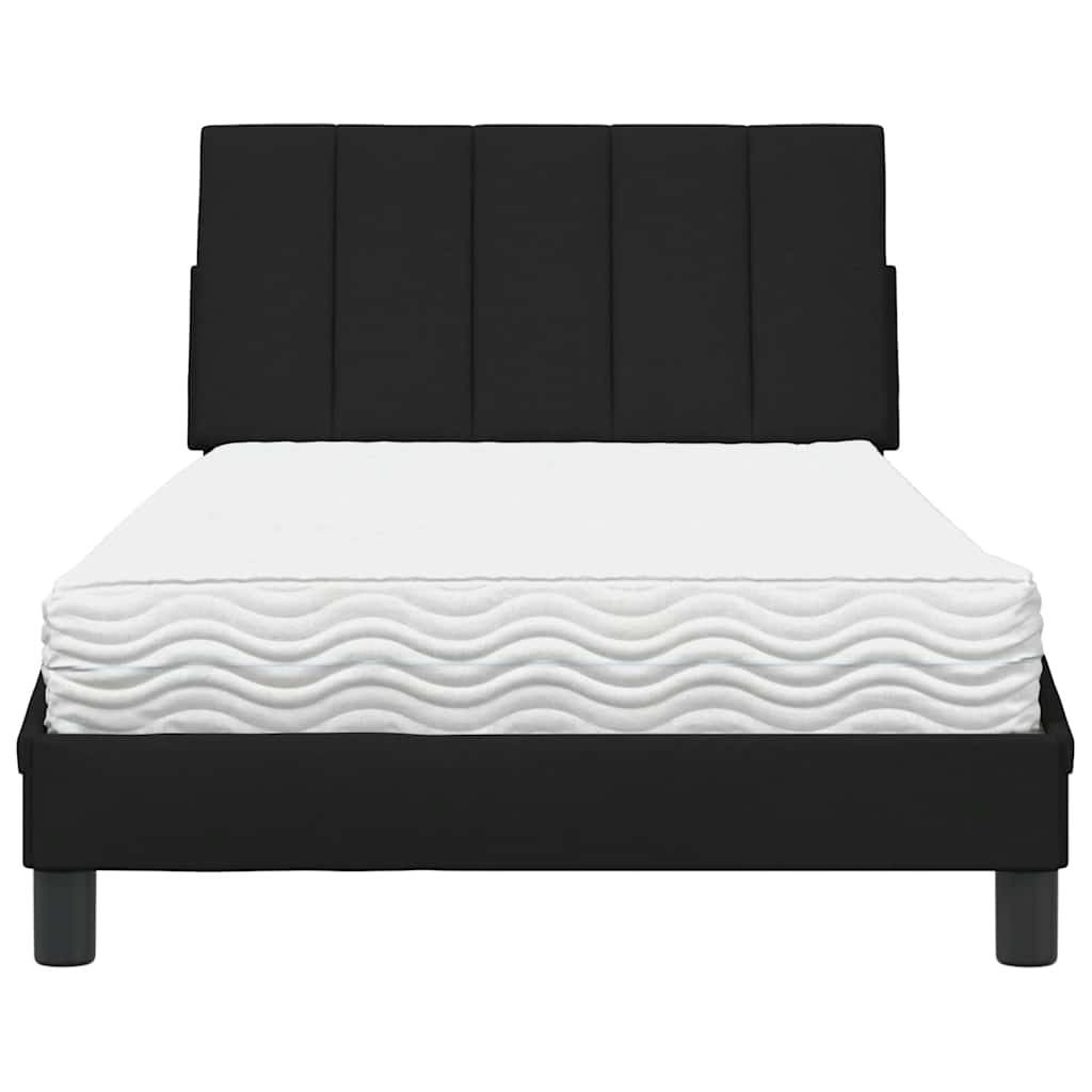 vidaXL Pat cu saltea, negru, 100x200 cm, textil
