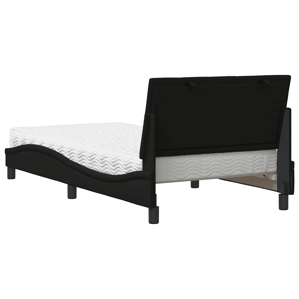vidaXL Pat cu saltea, negru, 100x200 cm, textil
