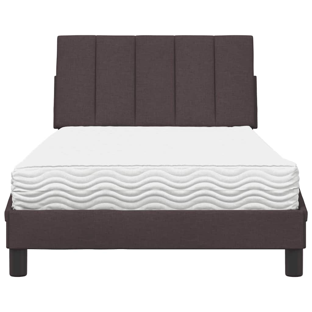 vidaXL Pat cu saltea, maro închis, 100x200 cm, textil vidaXL Pat cu saltea, maro închis, 100x200 cm, textil