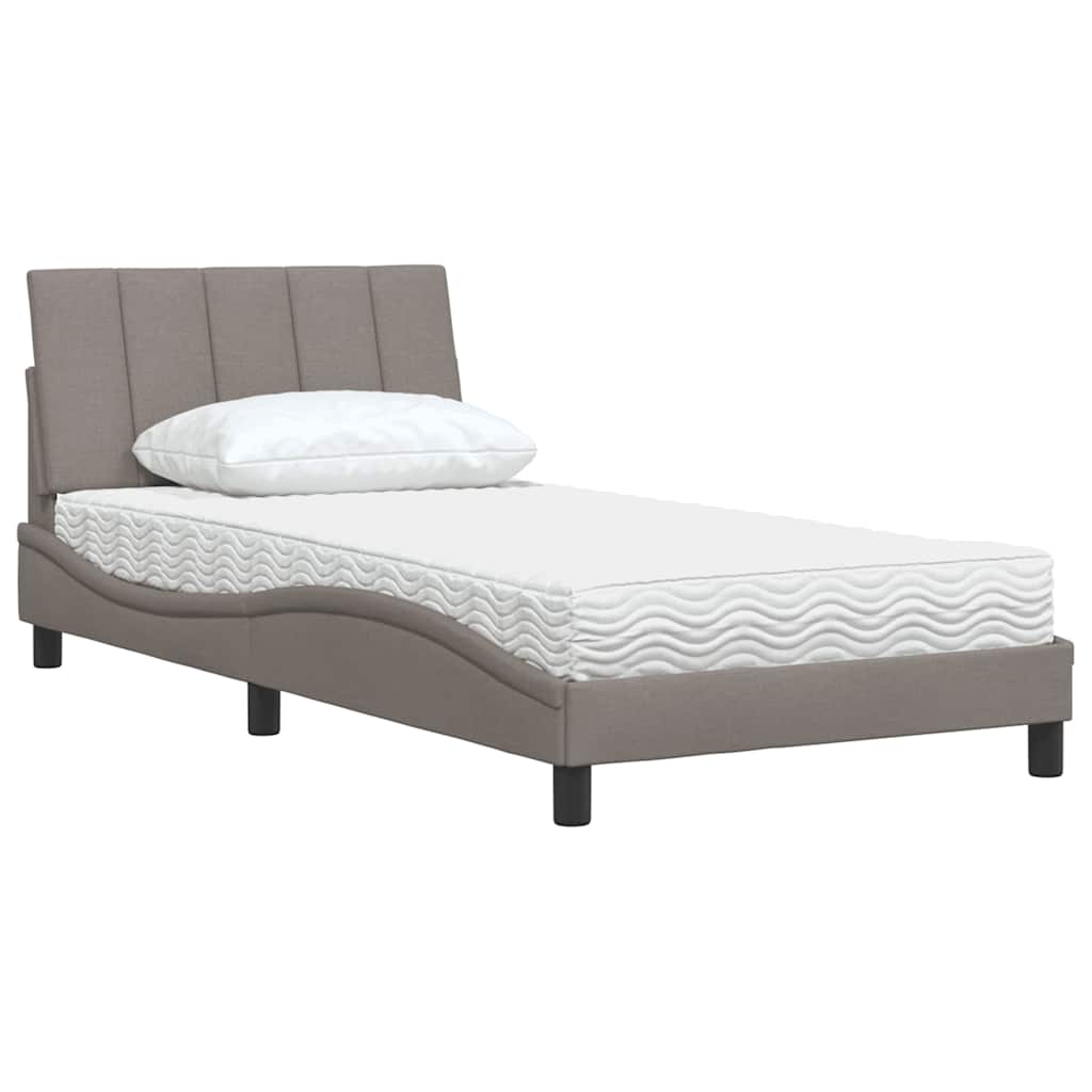 vidaXL Pat cu saltea, gri taupe, 100x200 cm, textil