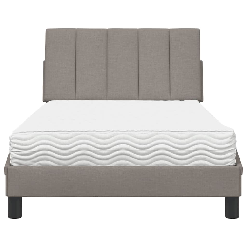 vidaXL Pat cu saltea, gri taupe, 100x200 cm, textil