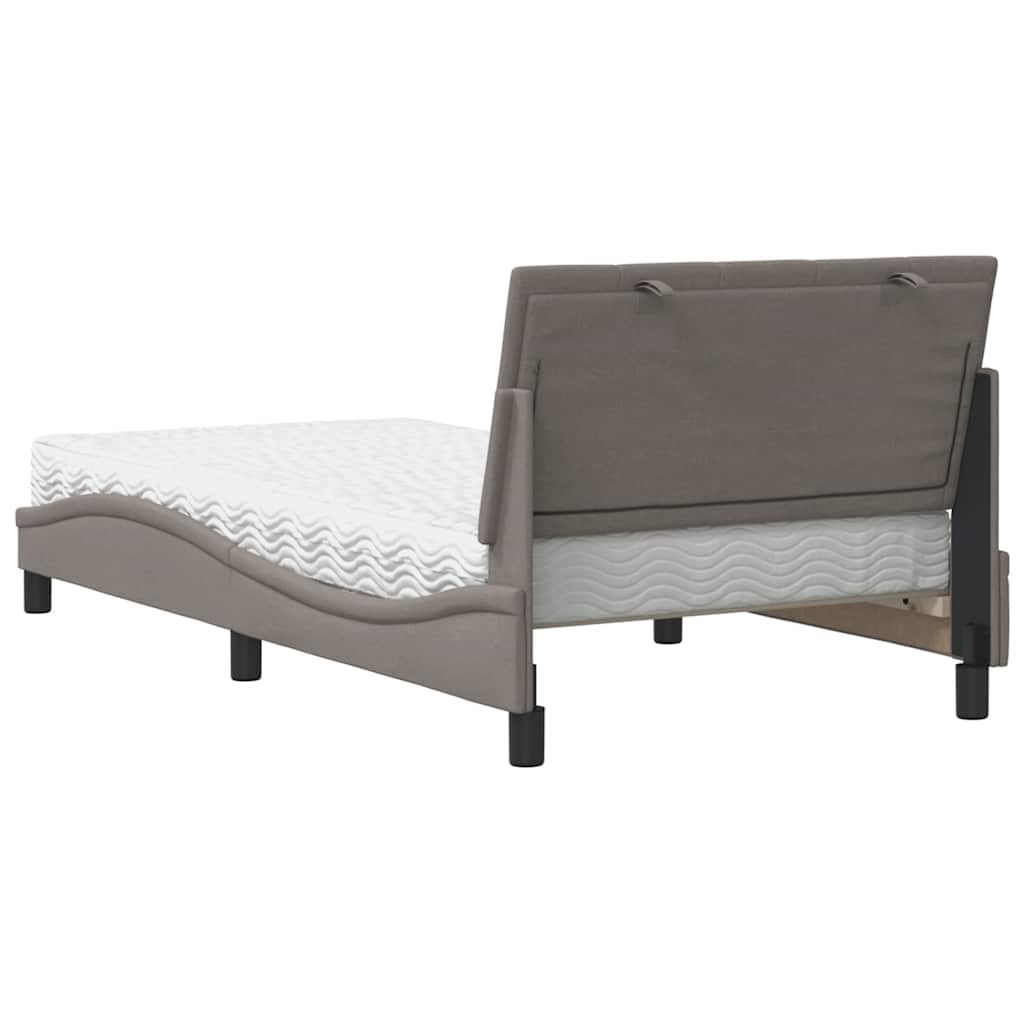 vidaXL Pat cu saltea, gri taupe, 100x200 cm, textil