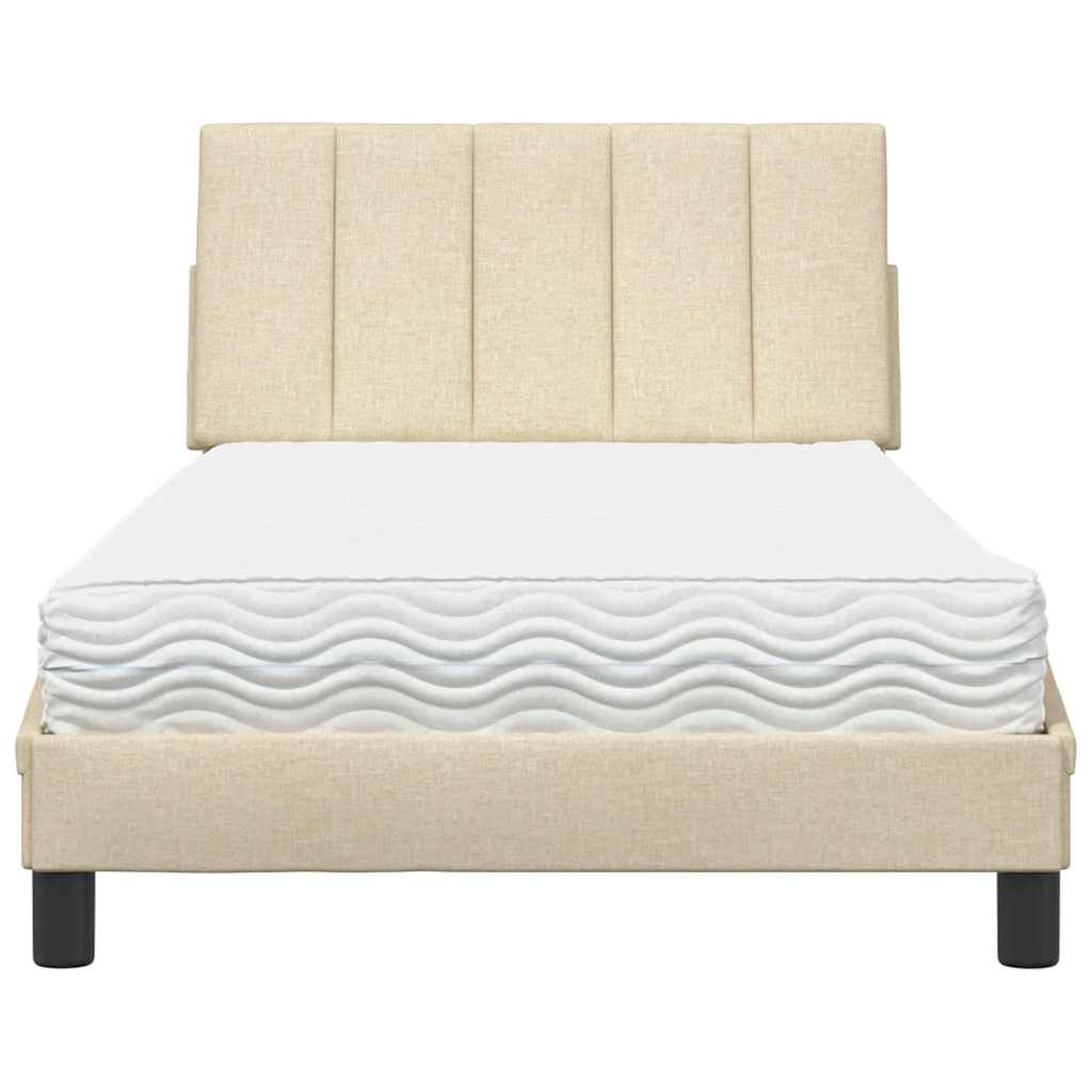 vidaXL Pat cu saltea, crem, 100x200 cm, textil