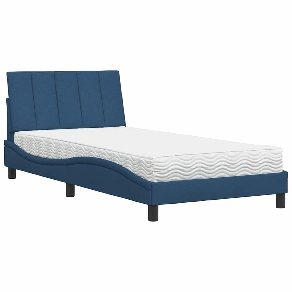 vidaXL Pat cu saltea, albastru, 100x200 cm, textil