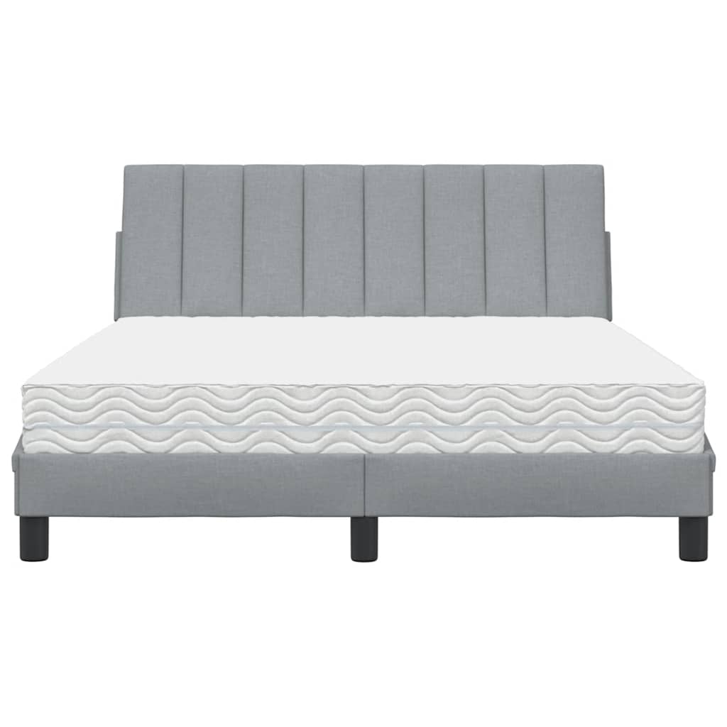 vidaXL Pat cu saltea, gri deschis, 120x200 cm, textil vidaXL Pat cu saltea, gri deschis, 120x200 cm, textil