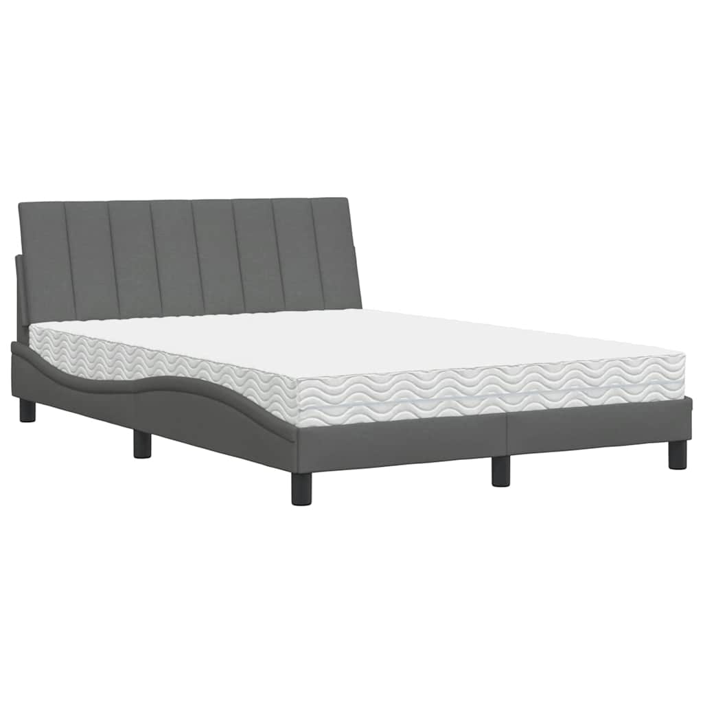 vidaXL Pat cu saltea, gri închis, 120x200 cm, textil