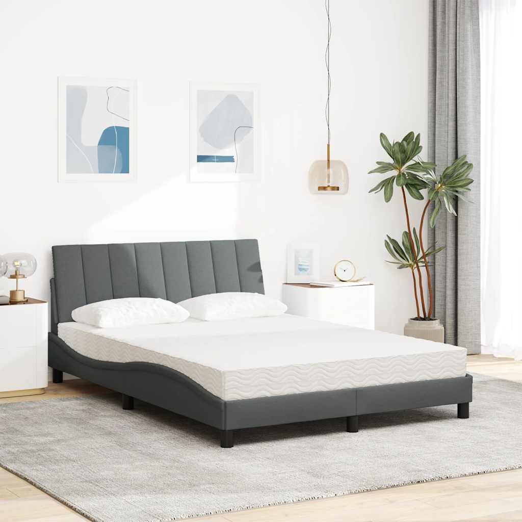 vidaXL Pat cu saltea, gri închis, 120x200 cm, textil