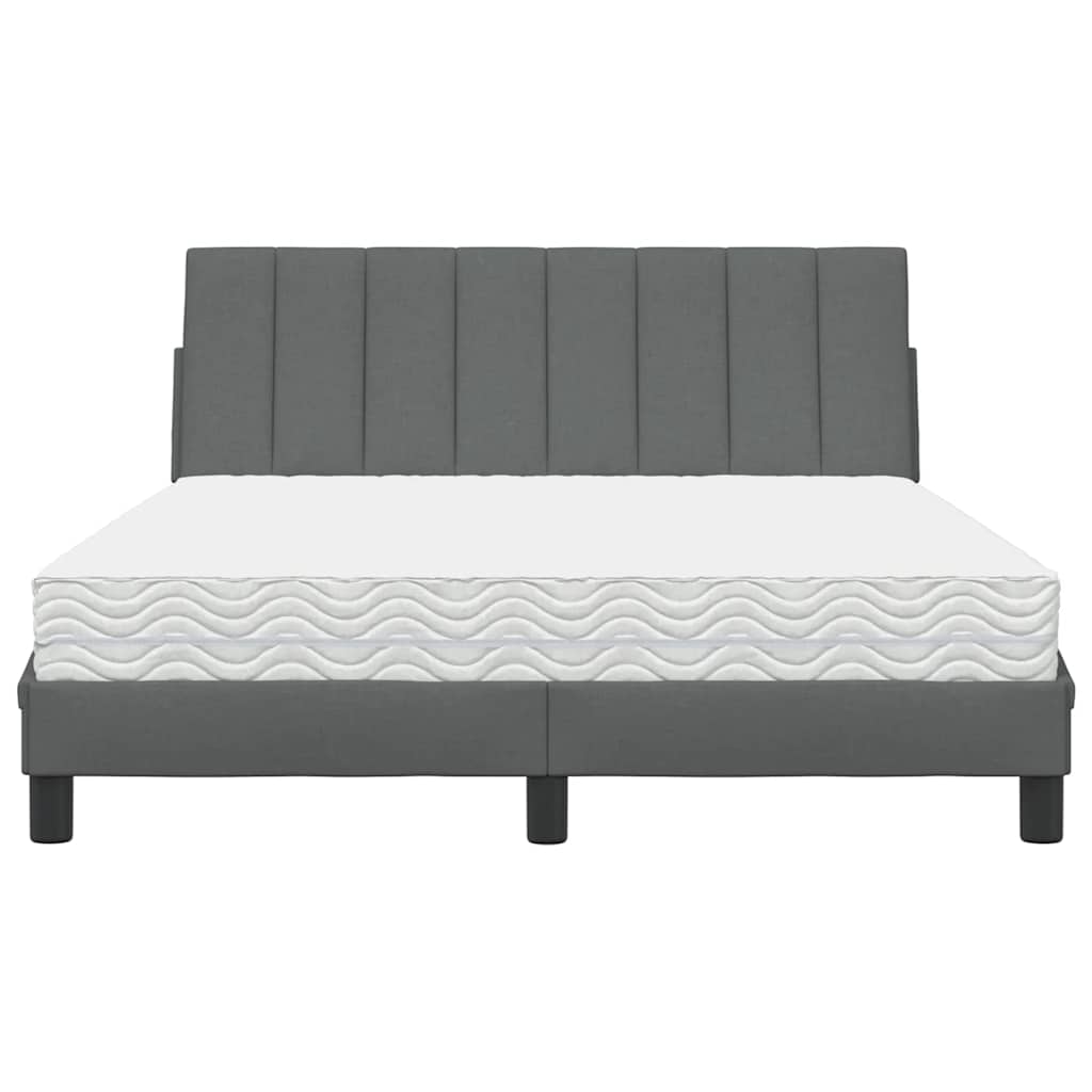 vidaXL Pat cu saltea, gri închis, 120x200 cm, textil
