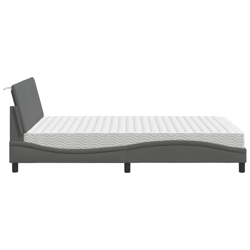 vidaXL Pat cu saltea, gri închis, 120x200 cm, textil