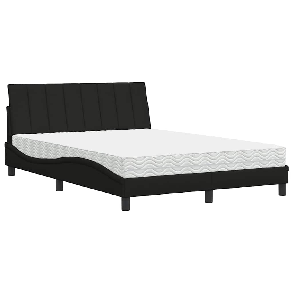 vidaXL Pat cu saltea, negru, 120x200 cm, textil