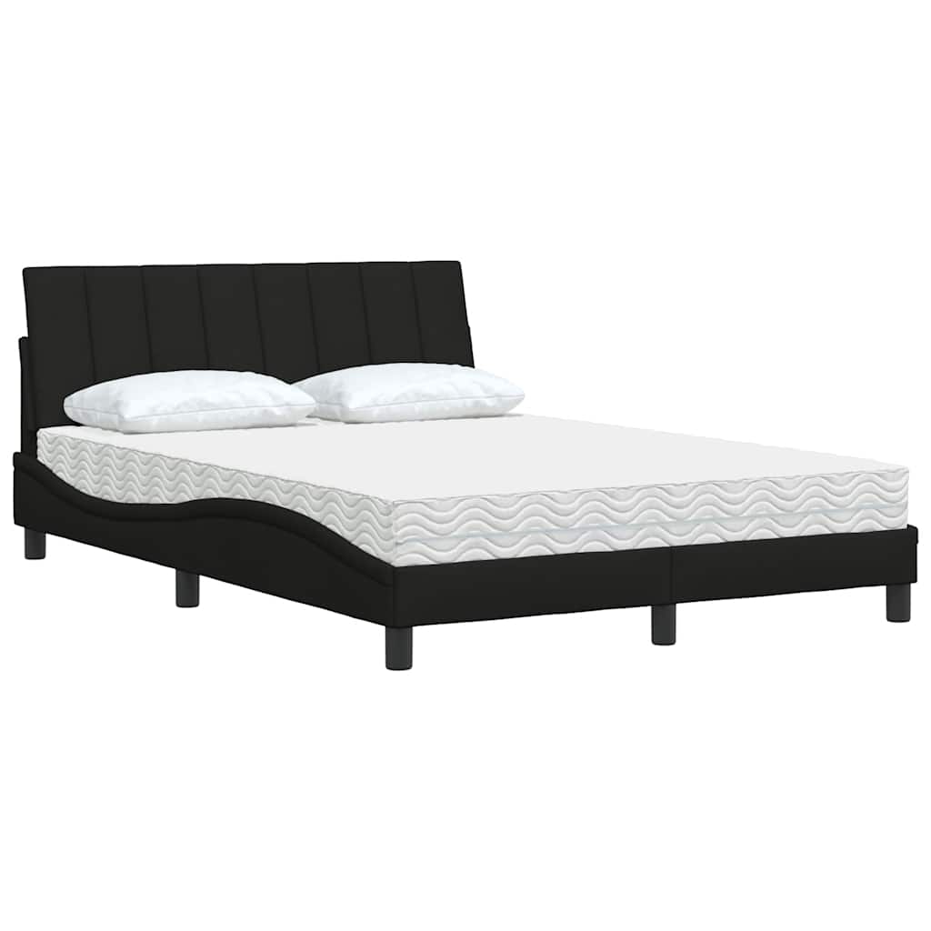 vidaXL Pat cu saltea, negru, 120x200 cm, textil