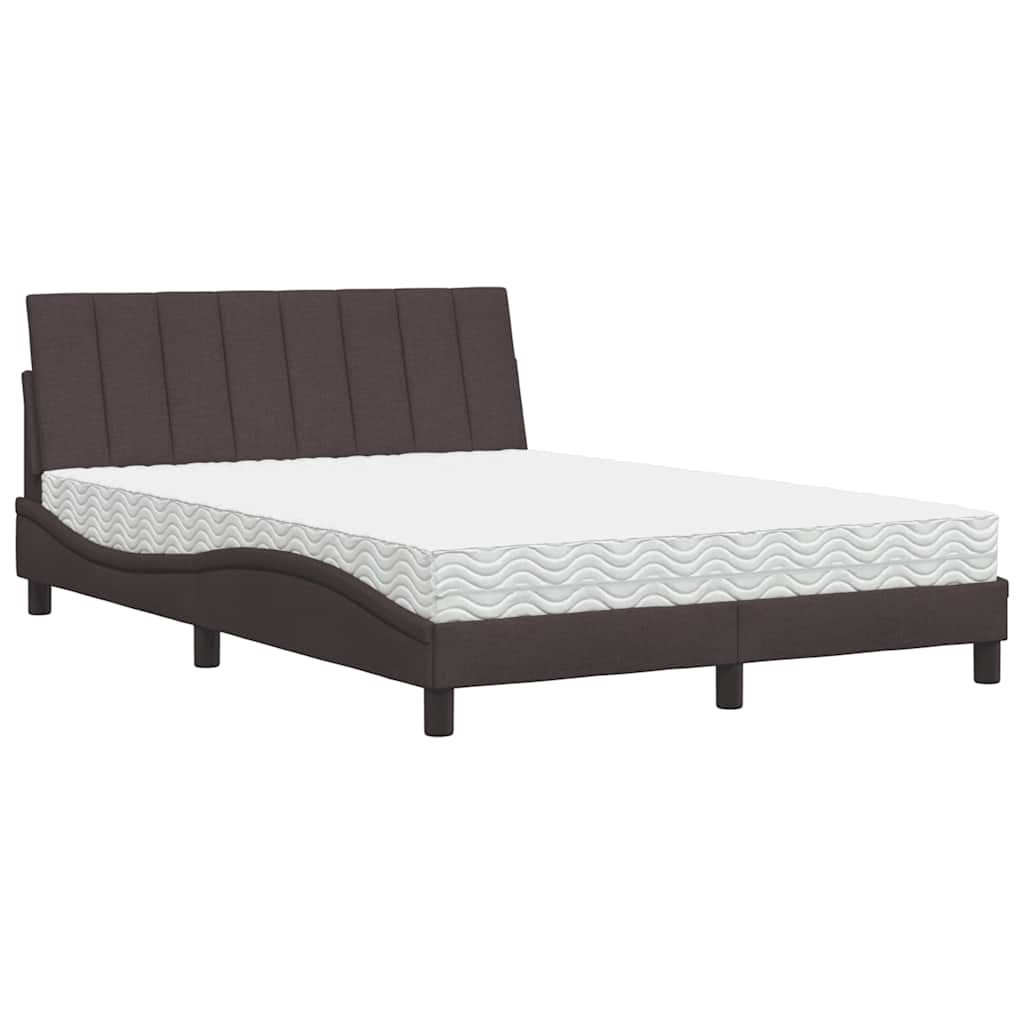 vidaXL Pat cu saltea, maro închis, 120x200 cm, textil vidaXL Pat cu saltea, maro închis, 120x200 cm, textil