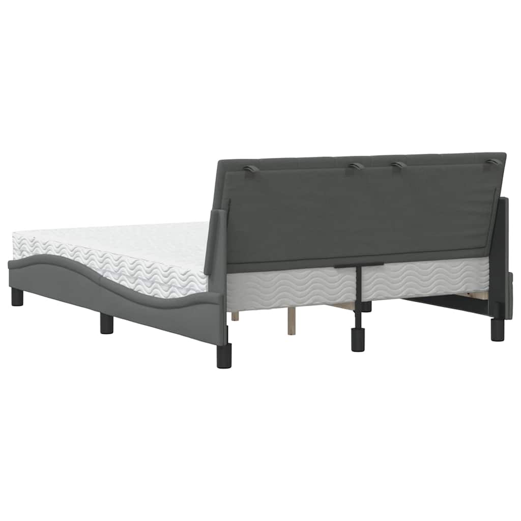 vidaXL Pat cu saltea, gri închis, 140x190 cm, textil