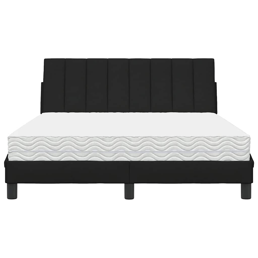 vidaXL Pat cu saltea, negru, 140x190 cm, textil