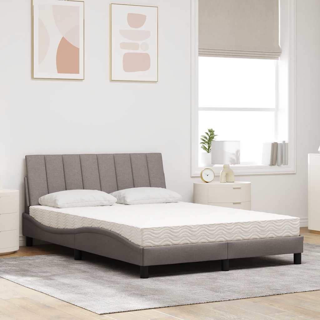 vidaXL Pat cu saltea, gri taupe, 140x200 cm, textil