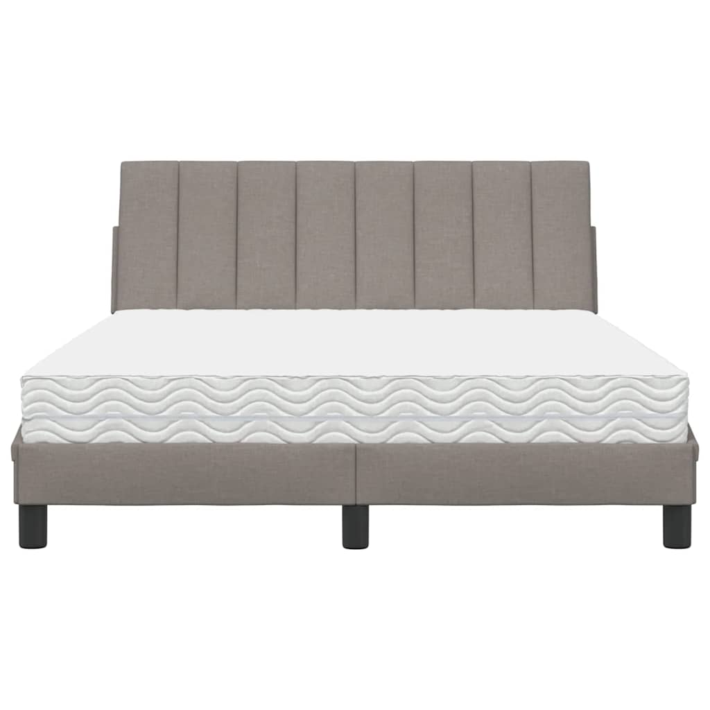 vidaXL Pat cu saltea, gri taupe, 140x200 cm, textil