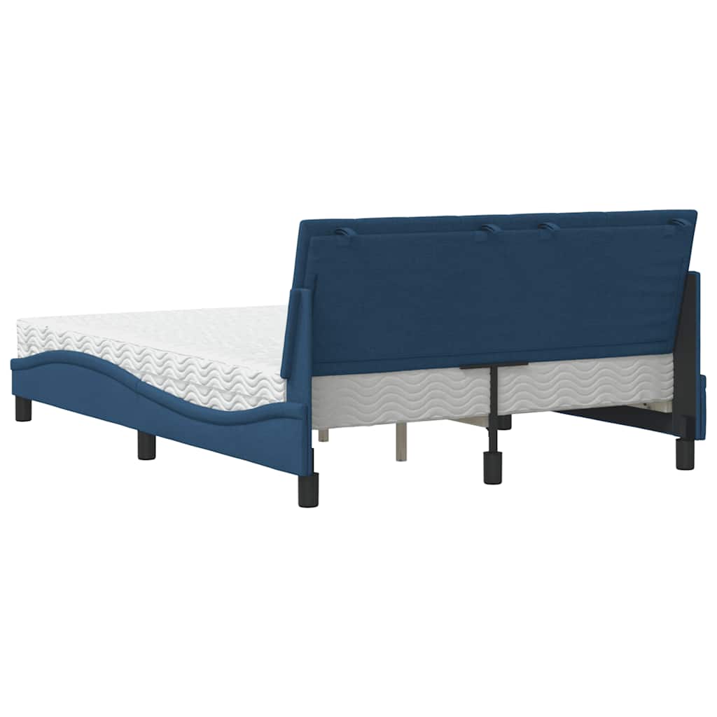 vidaXL Pat cu saltea, albastru, 140x200 cm, textil