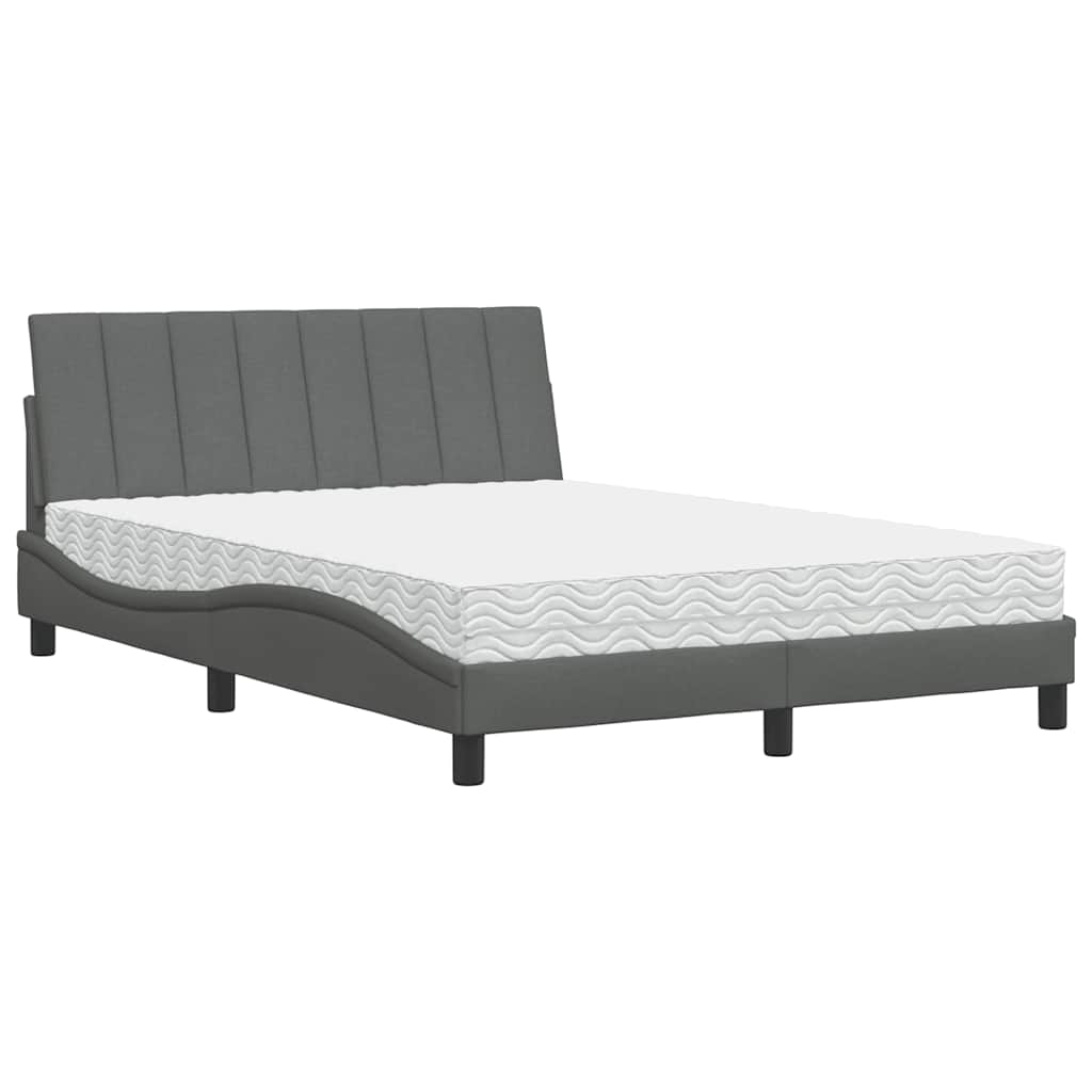 vidaXL Pat cu saltea, gri închis, 140x200 cm, textil