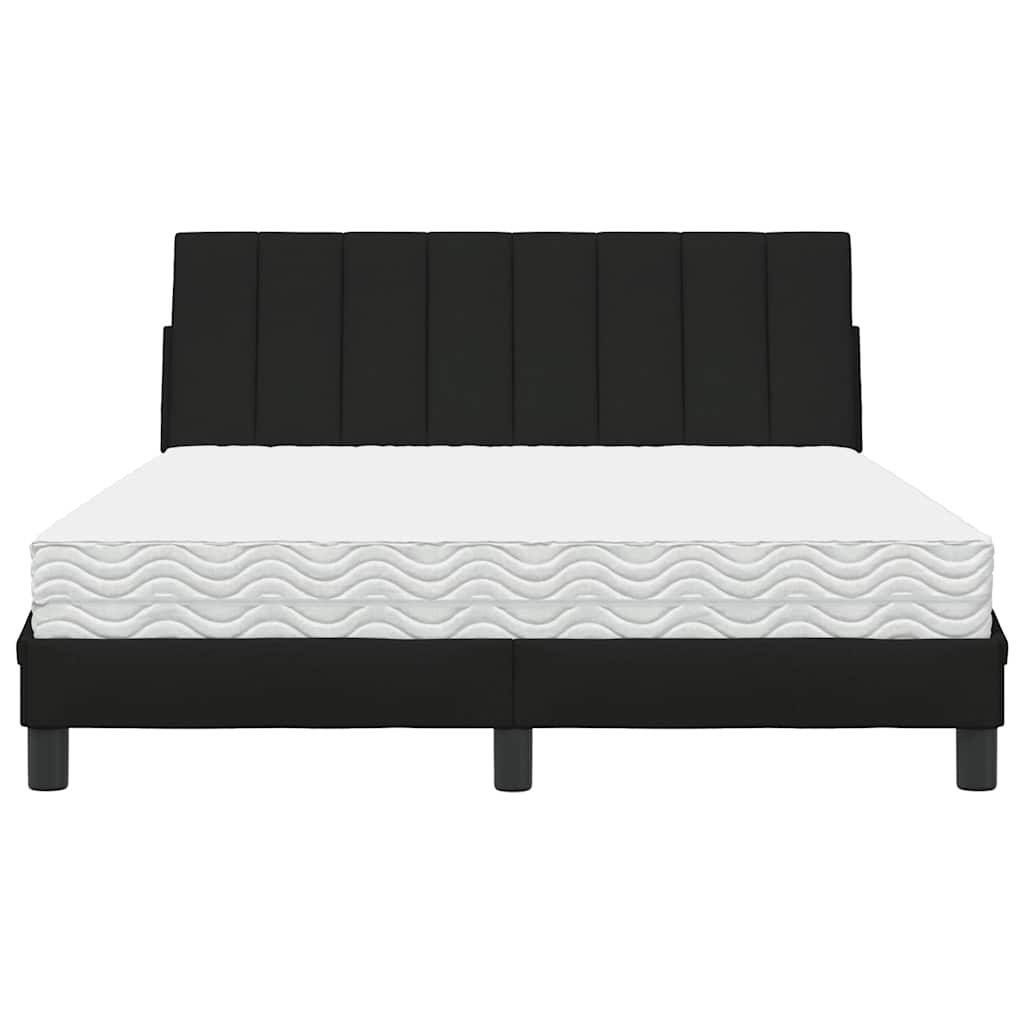 vidaXL Pat cu saltea, negru, 140x200 cm, textil