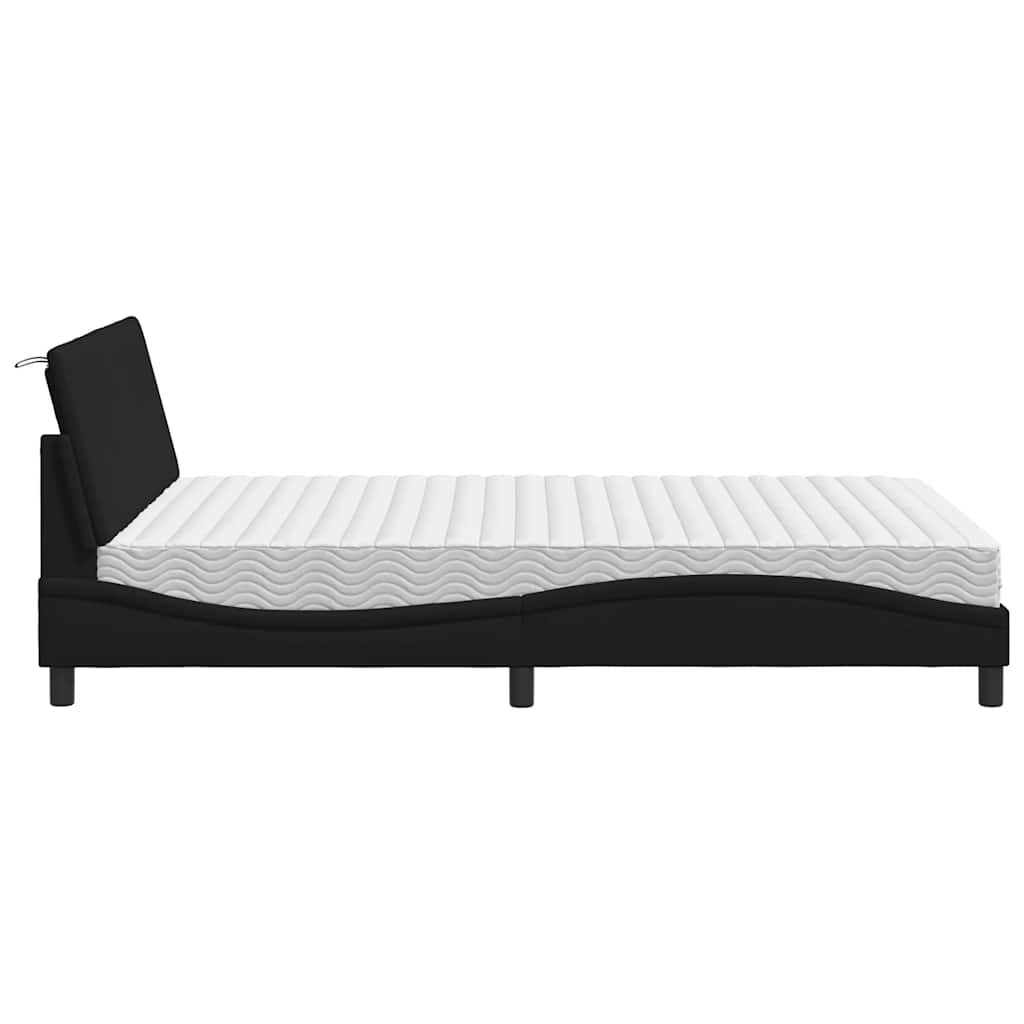 vidaXL Pat cu saltea, negru, 140x200 cm, textil