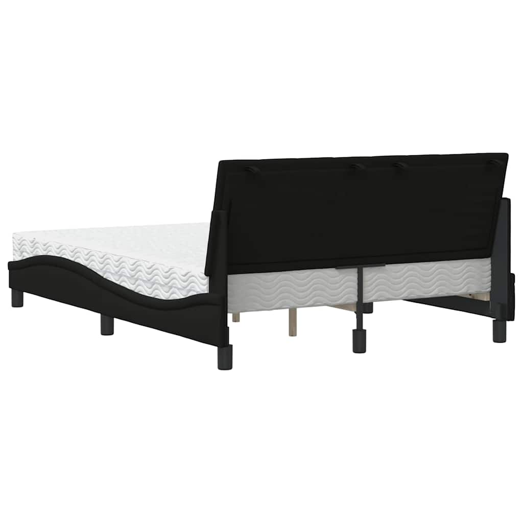 vidaXL Pat cu saltea, negru, 140x200 cm, textil