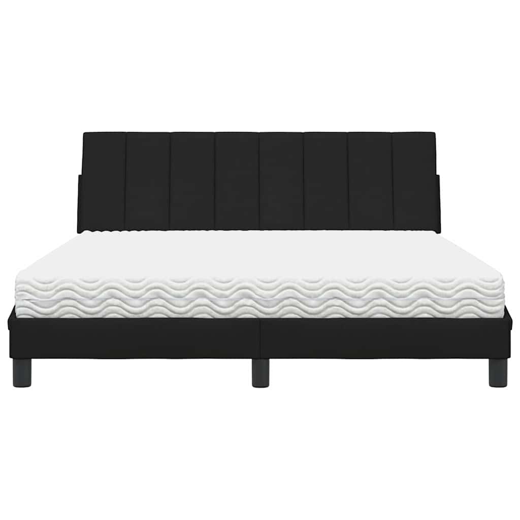 vidaXL Pat cu saltea, negru, 160x200 cm, textil