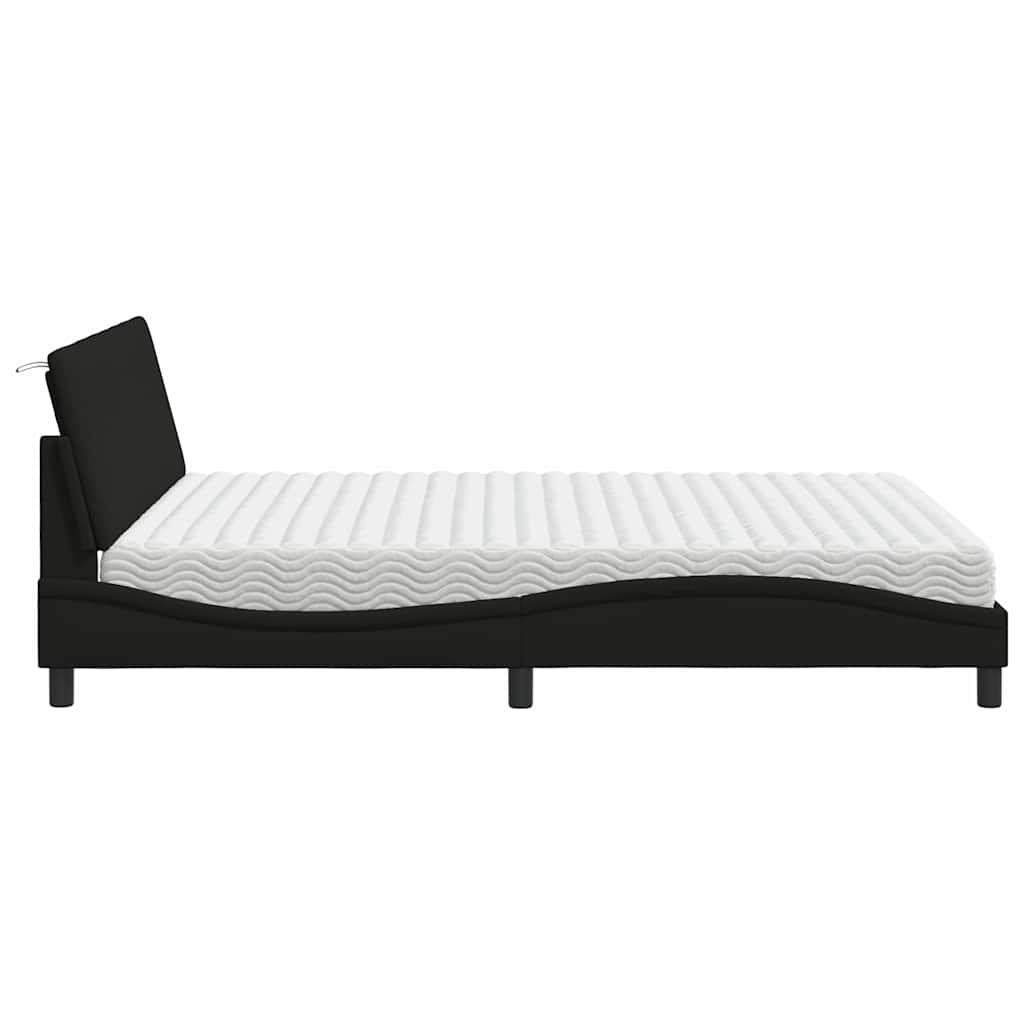 vidaXL Pat cu saltea, negru, 160x200 cm, textil