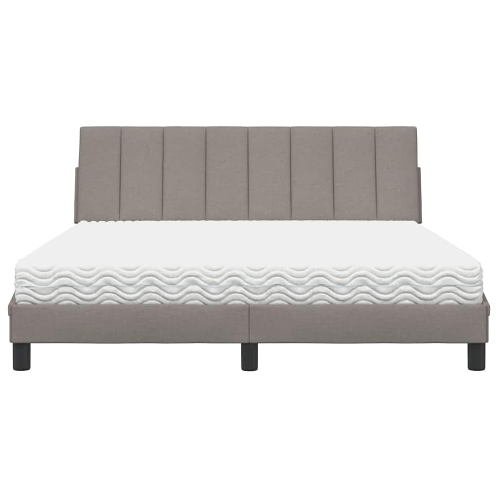 vidaXL Pat cu saltea, gri taupe, 160x200 cm material textil
