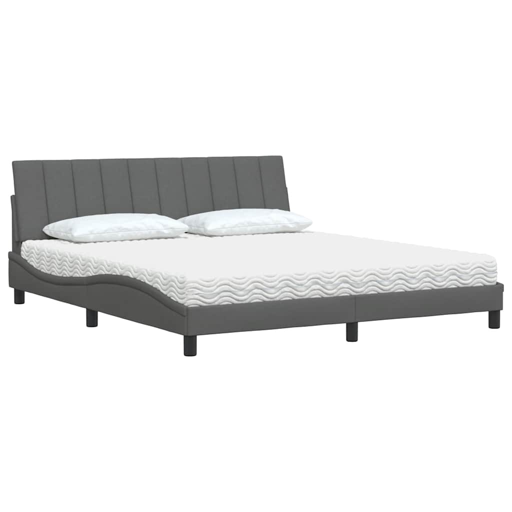 vidaXL Pat cu saltea, gri închis, 180x200 cm, textil
