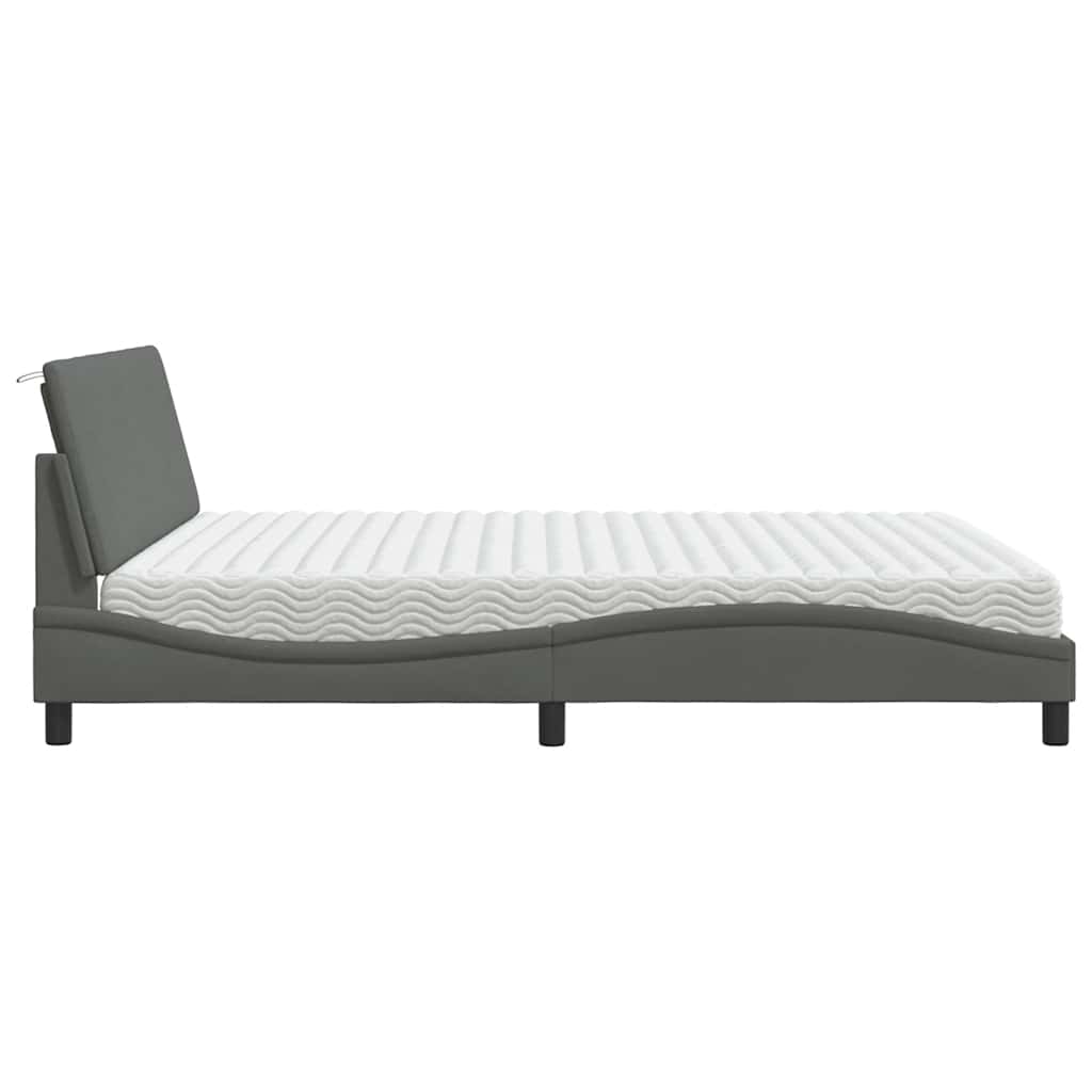 vidaXL Pat cu saltea, gri închis, 180x200 cm, textil
