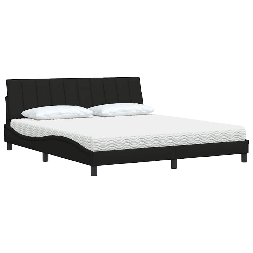 vidaXL Pat cu saltea, negru, 180x200 cm, catifea