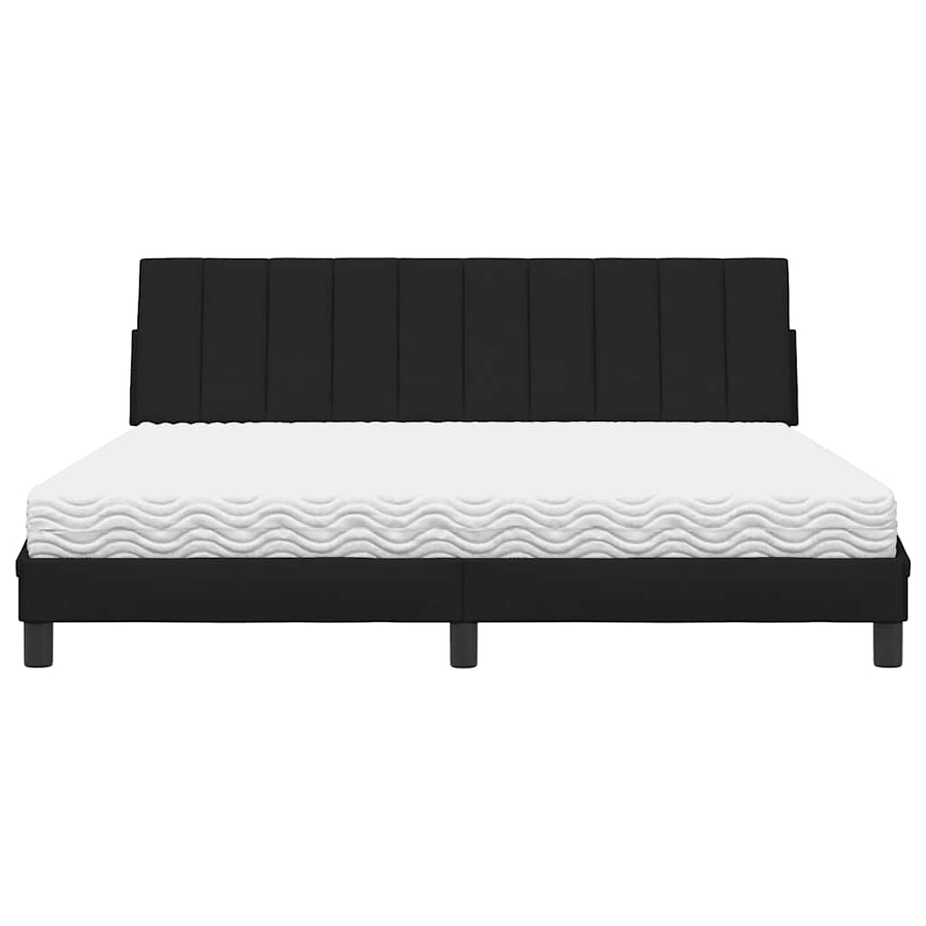 vidaXL Pat cu saltea, negru, 180x200 cm, catifea