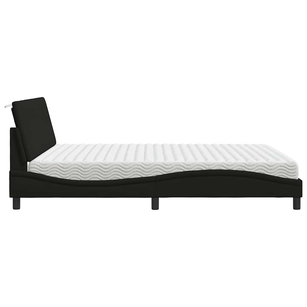 vidaXL Pat cu saltea, negru, 180x200 cm, catifea
