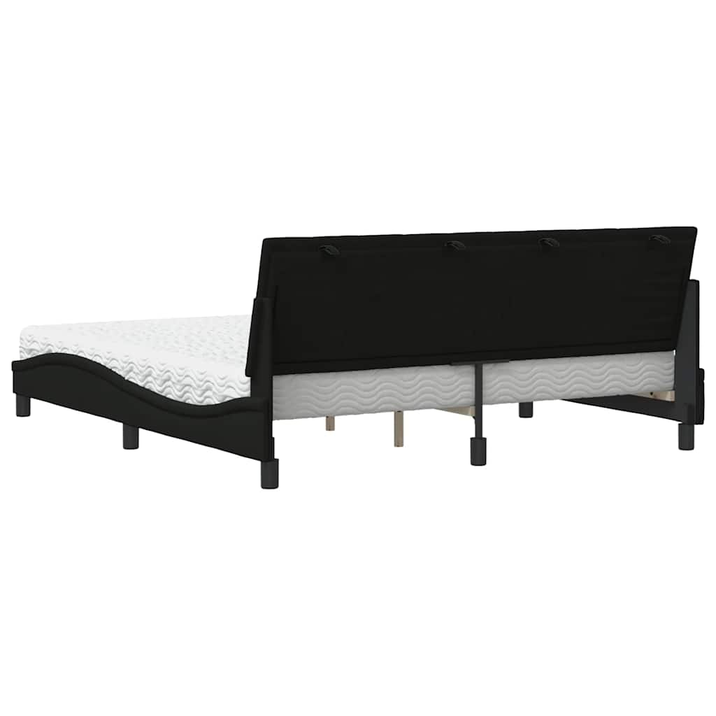 vidaXL Pat cu saltea, negru, 180x200 cm, catifea