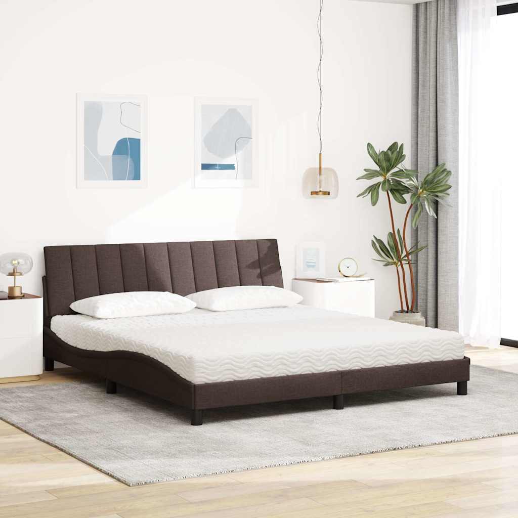 vidaXL Pat cu saltea maro închis 180x200cm material textil