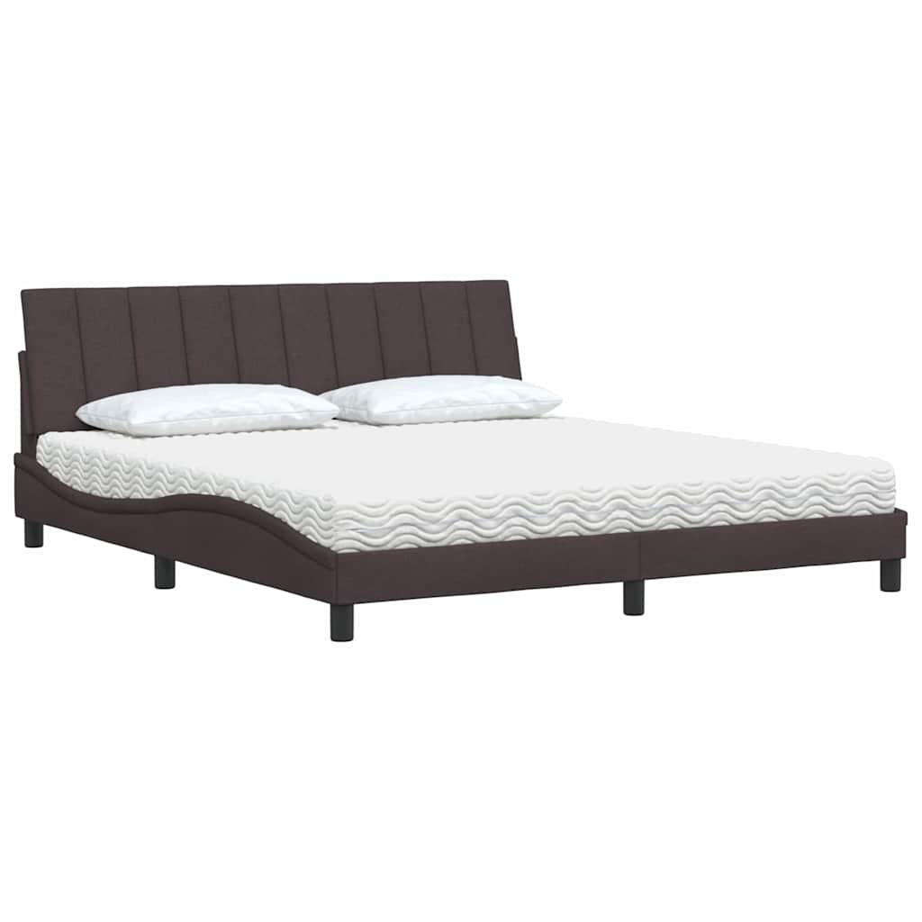 vidaXL Pat cu saltea maro închis 180x200cm material textil