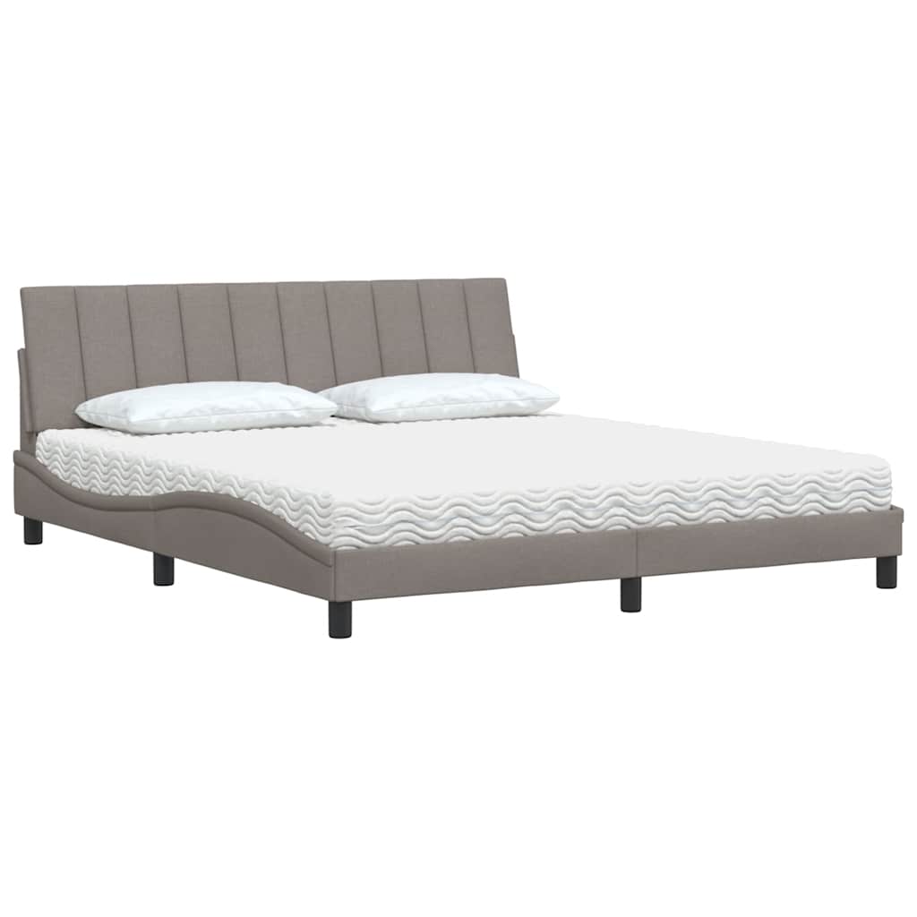 vidaXL Pat cu saltea, gri taupe, 180x200 cm, textil