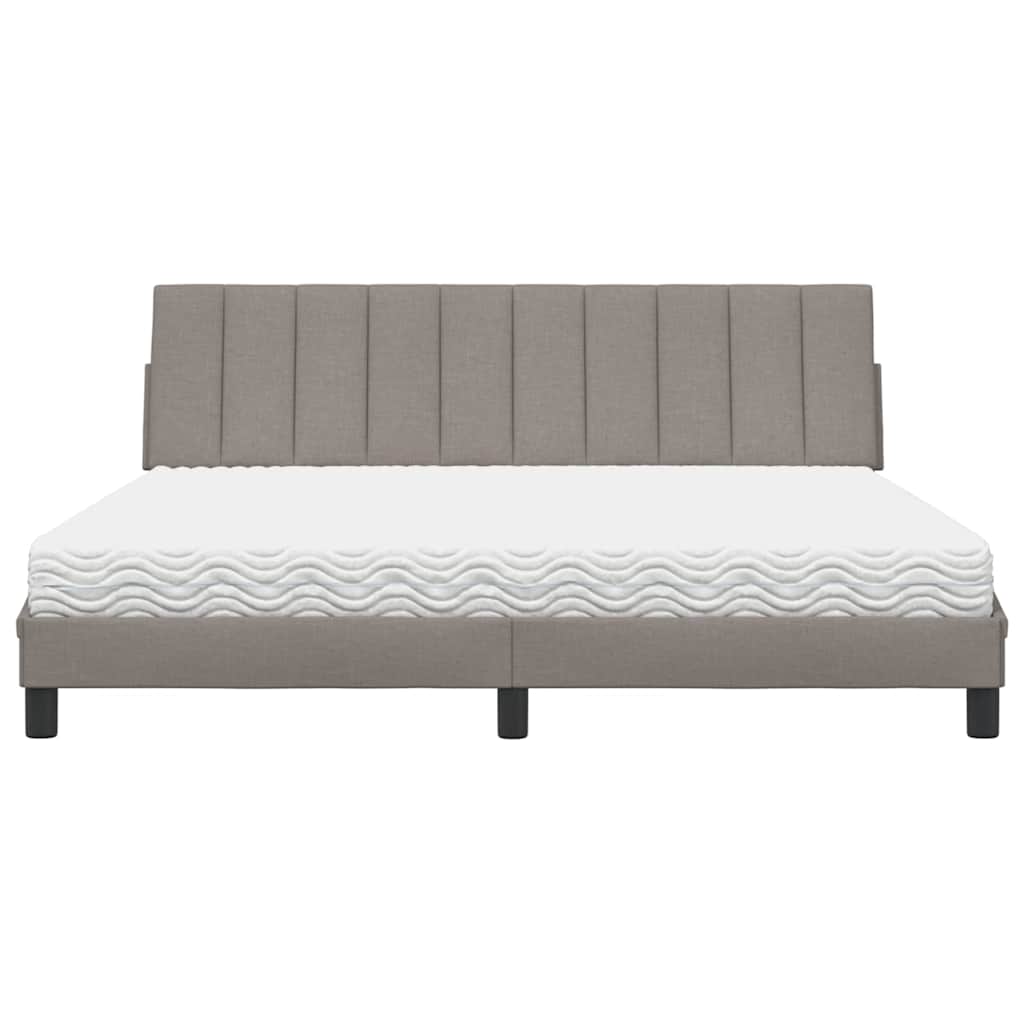 vidaXL Pat cu saltea, gri taupe, 180x200 cm, textil