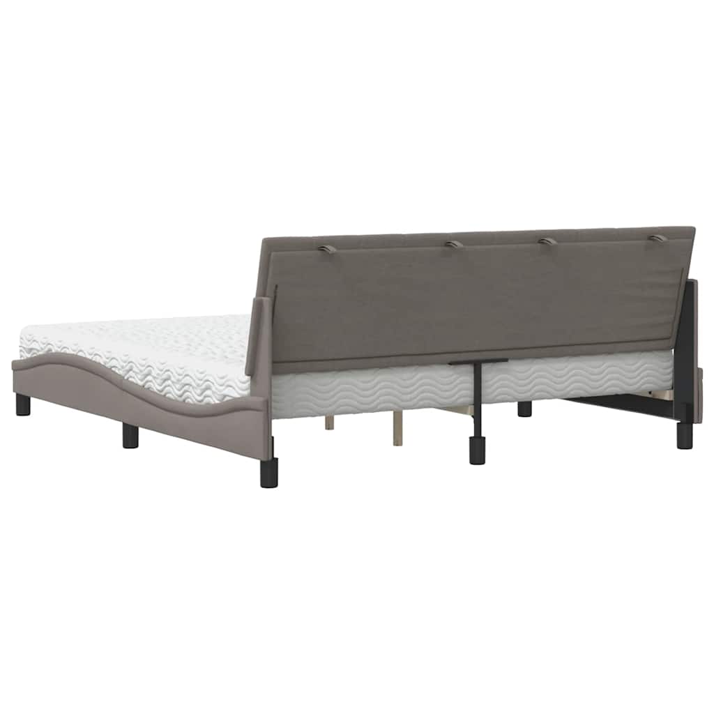 vidaXL Pat cu saltea, gri taupe, 180x200 cm, textil