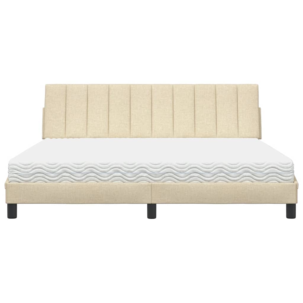 vidaXL Pat cu saltea, crem, 180x200 cm, textil