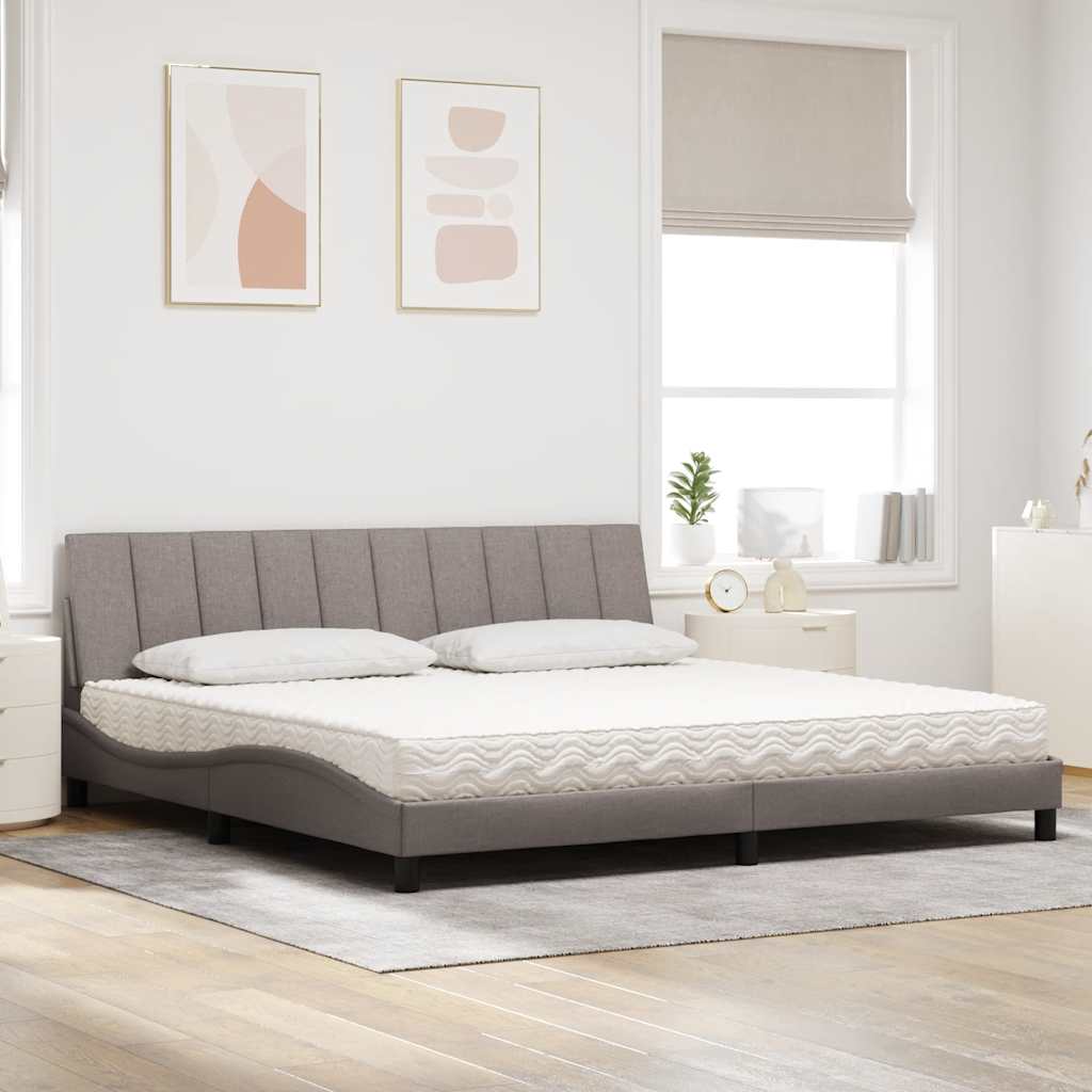 vidaXL Pat cu saltea, gri taupe, 200x200 cm, textil