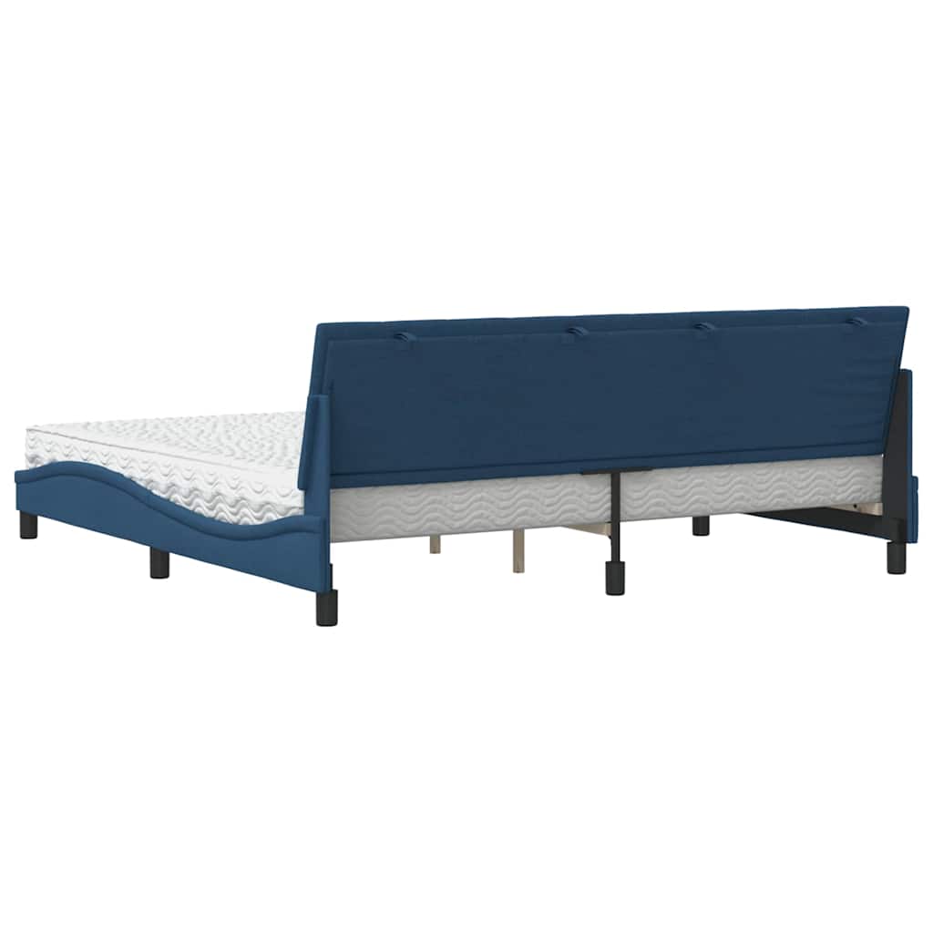 vidaXL Pat cu saltea, albastru, 200x200 cm, textil
