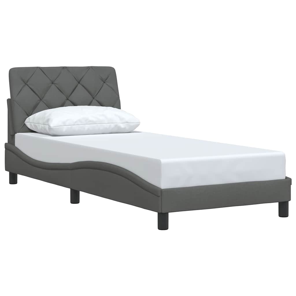 vidaXL Cadru de pat fără saltea, gri închis, 90x190 cm, textil vidaXL Cadru de pat fără saltea, gri închis, 90x190 cm, textil