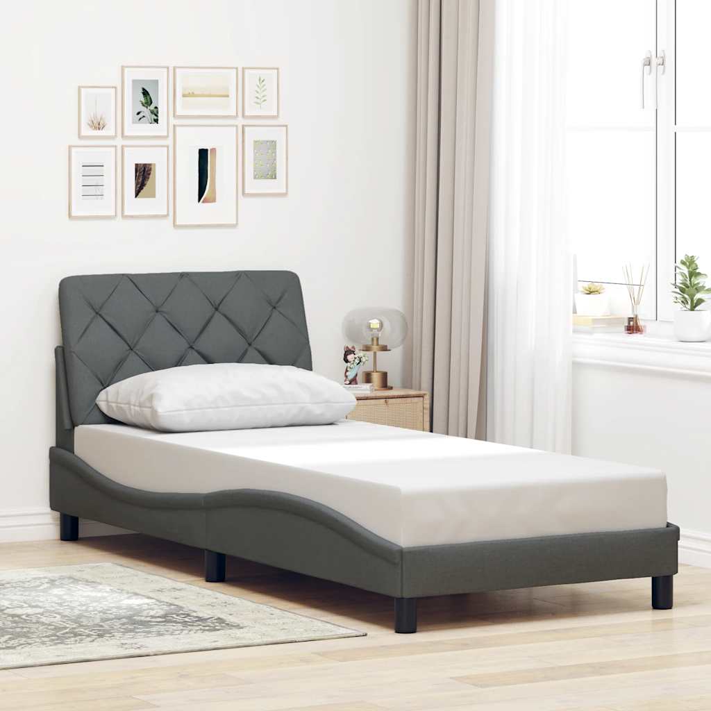 vidaXL Cadru de pat fără saltea, gri închis, 90x190 cm, textil vidaXL Cadru de pat fără saltea, gri închis, 90x190 cm, textil