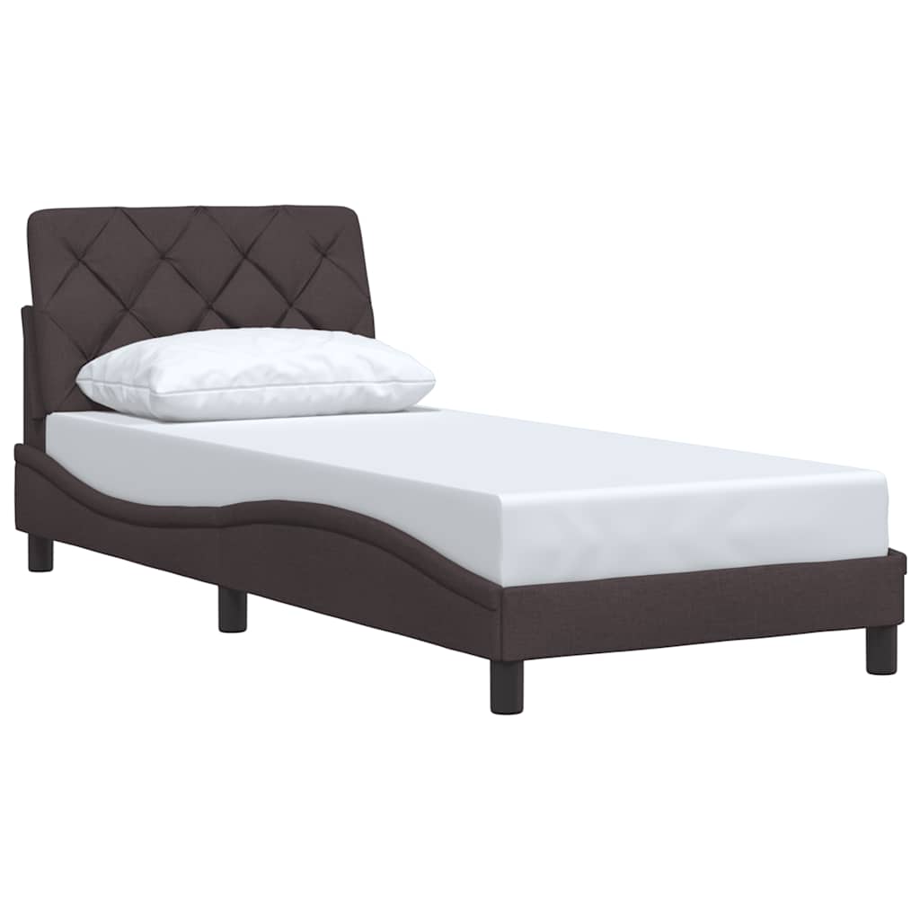 vidaXL Cadru de pat fără saltea, maro închis, 90x190 cm, textil vidaXL Cadru de pat fără saltea, maro închis, 90x190 cm, textil