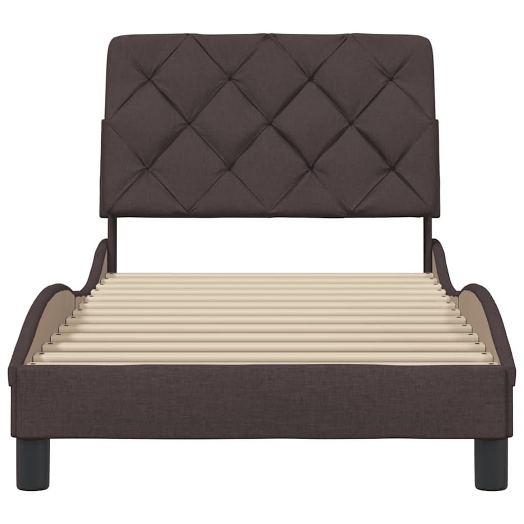 vidaXL Cadru de pat fără saltea, maro închis, 90x190 cm, textil vidaXL Cadru de pat fără saltea, maro închis, 90x190 cm, textil