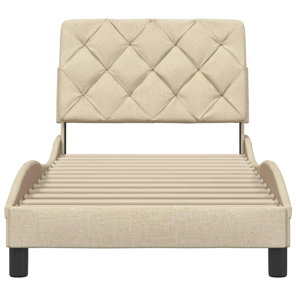 vidaXL Cadru de pat fără saltea cremă 90x190 cm țesătură vidaXL Cadru de pat fără saltea cremă 90x190 cm țesătură